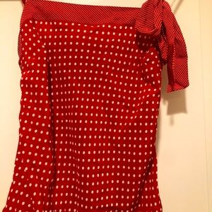 Warehouse silk tank red and white polka dot